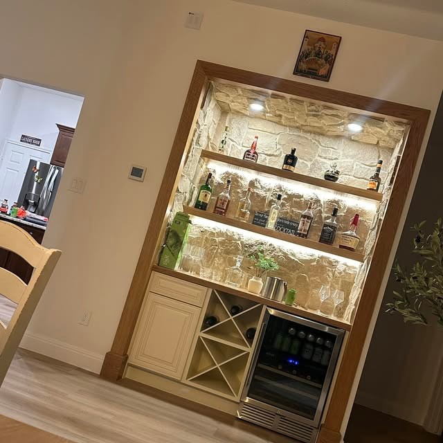 Built-in bar & wine wall