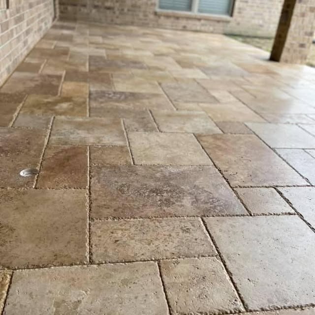 Travertine stone tile floor